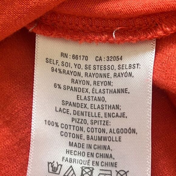 Maeve orange flutter sleeve top with lace size XS - Picture 7 of 7